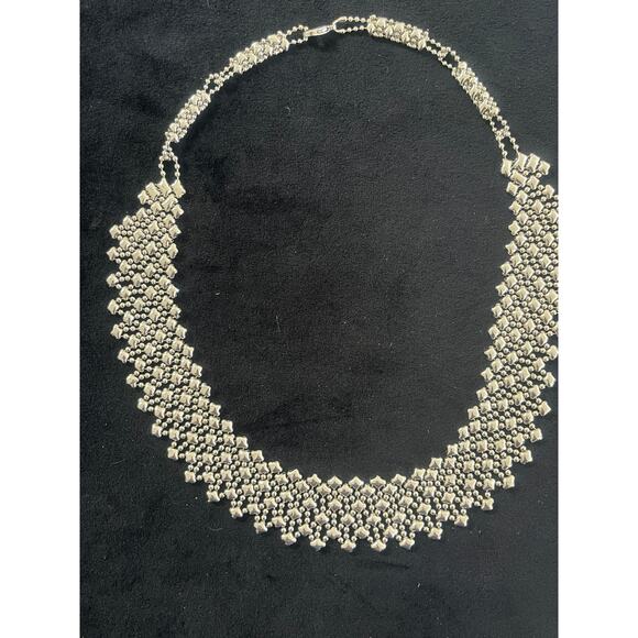 Sergio Gutierrez Liquid Metal by SG beaded mesh necklace. NWOT - Picture 5 of 6